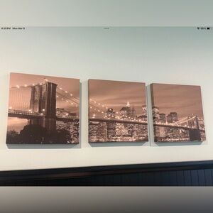 Sepia Brooklyn Bridge Triptych Wall Art
